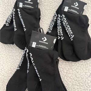 New womens Converse Black Low-Cut Athletic Socks with White Logo 9 pairs bundle